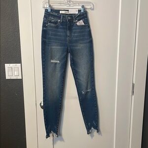 KanCan Blue Skinny Jeans with Distressed Details